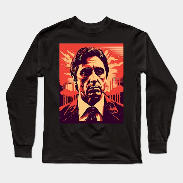 Al Pacino Linocut Long Sleeve T-Shirt by pandas doing stuff